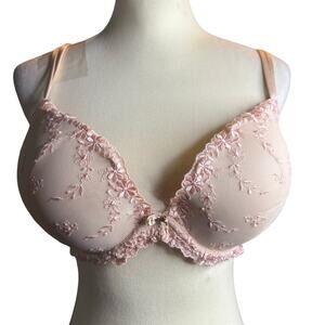 Ambrielle Blush Pink Lace Underwire Bra, Floral Mesh, Size 38D, NWOT